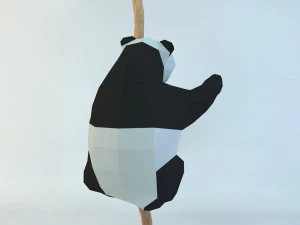 lowpoly cute panda with rope low-poly 3d print model 3D Print Model