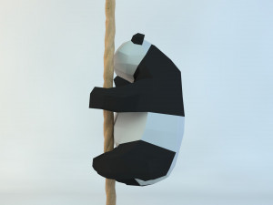 lowpoly cute panda with rope low-poly 3d print model 3D Принт Модель