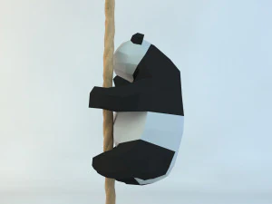 lowpoly cute panda with rope low-poly 3d print model 3D Print Model