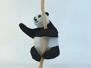lowpoly cute panda with rope low-poly 3d print model 3D Print Model