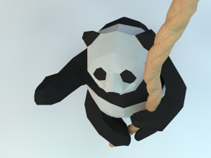 lowpoly cute panda with rope low-poly 3d print model 3D Принт Модель