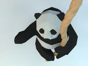 lowpoly cute panda with rope low-poly 3d print model 3D Print Model