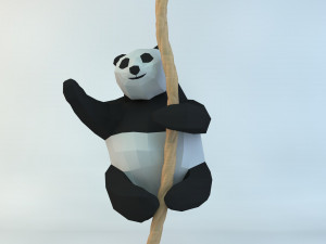 lowpoly cute panda with rope low-poly 3d print model 3D Принт Модель