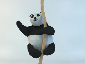 lowpoly cute panda with rope low-poly 3d print model 3D Print Model