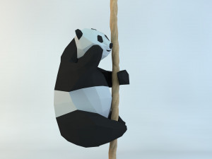 lowpoly cute panda with rope low-poly 3d print model 3D Принт Модель