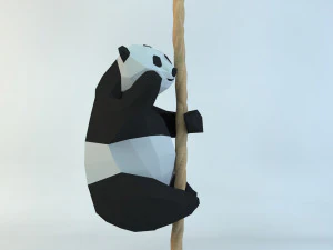 lowpoly cute panda with rope low-poly 3d print model 3D Print Model