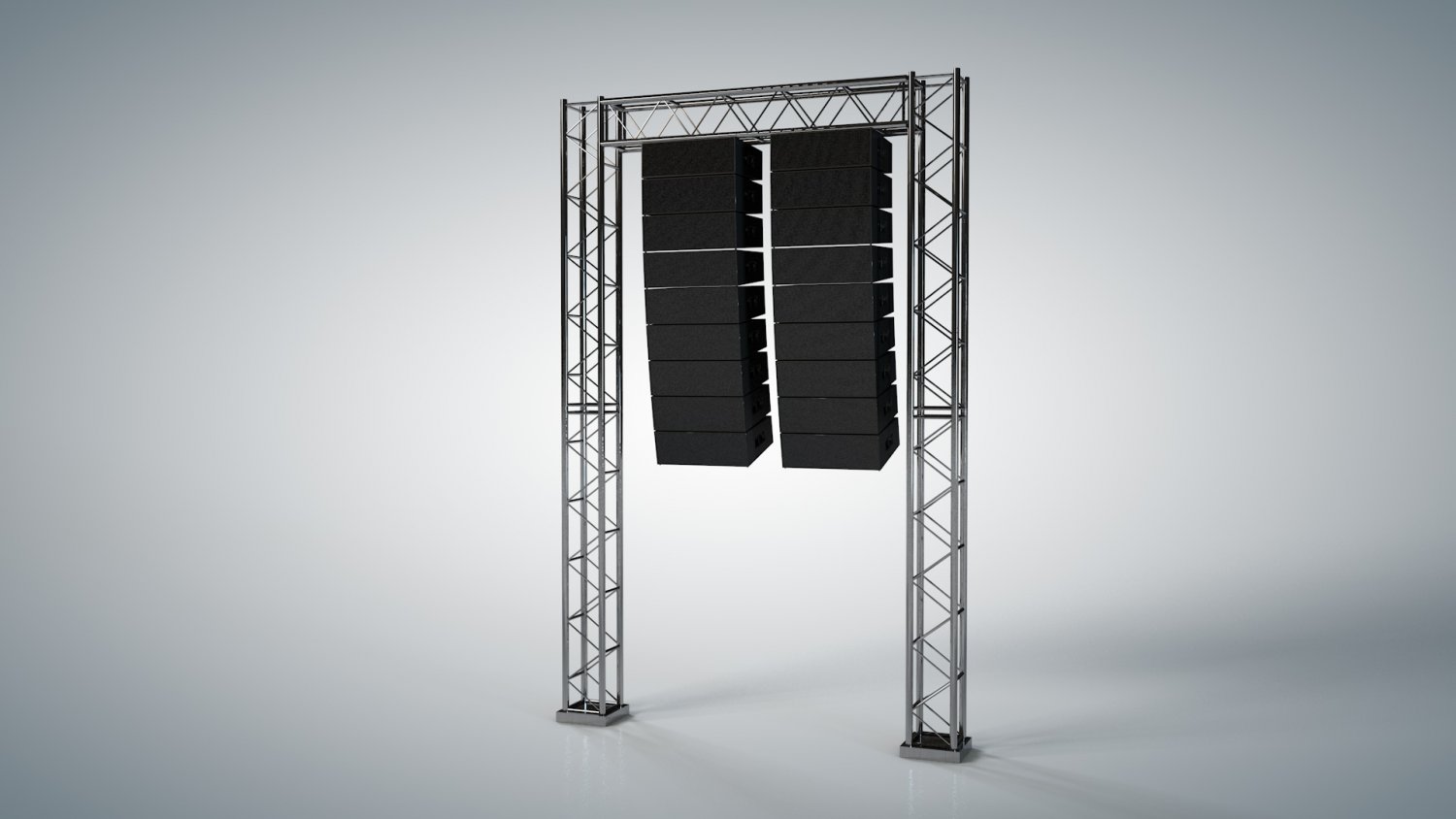line array concert sound speaker system scaffolding with truss 3D
