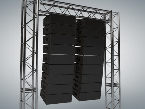line array concert sound speaker system scaffolding with truss 3D मॉडल