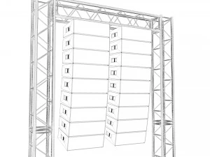 line array concert sound speaker system scaffolding with truss 3D Model