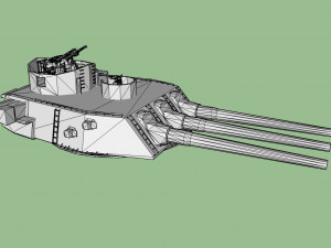 uss north carolina and wisconsin 16 inch stern turret Model 3D