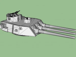 uss north carolina and wisconsin 16 inch stern turret 3D Model
