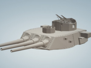 uss north carolina and wisconsin 16 inch stern turret Model 3D