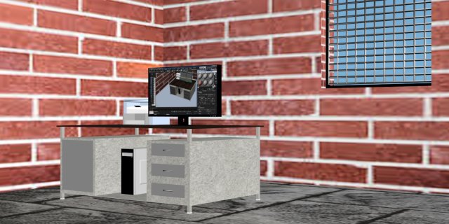 computer with printer Modèle 3D .c4d .max .obj .3ds .fbx .stl .blend 