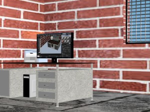 computer with printer 3D 모델