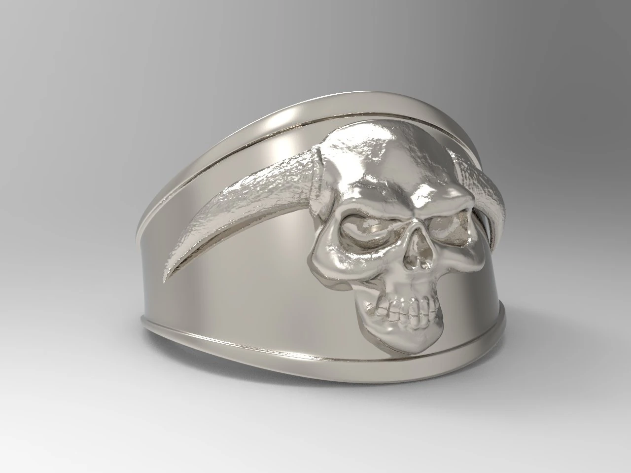 horned skull ring 3D Print Model .c4d .max .obj .3ds .fbx .stl .blend