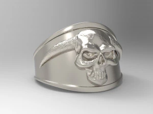 horned skull ring 3D Print Model