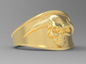 horned skull ring Model Cetak 3D