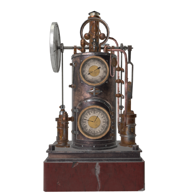 steampunk clock Modelo 3D .c4d .max .obj .3ds .fbx .stl .blend 