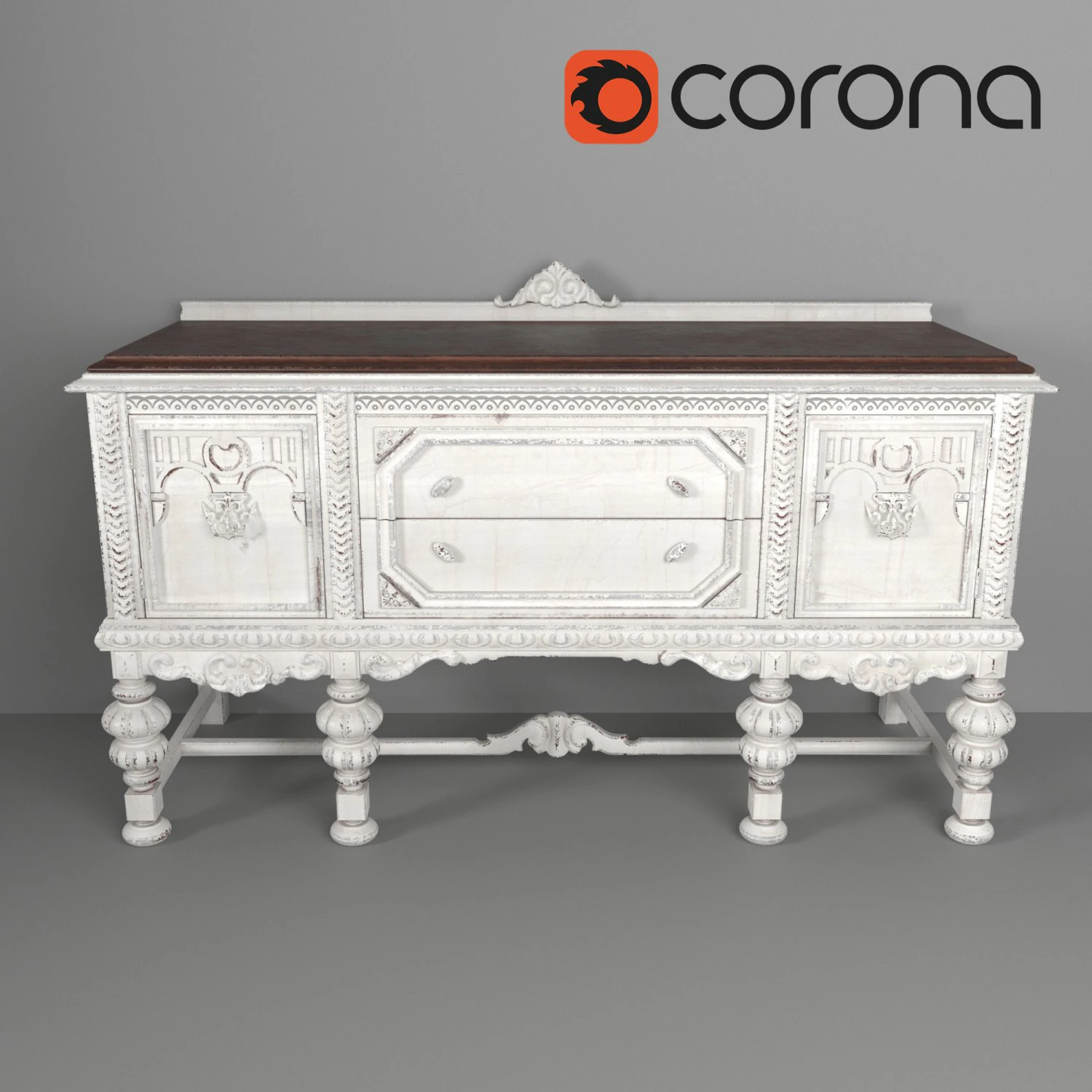 altes Buffet 3D Modell .c4d .max .obj .3ds .fbx .stl .blend 