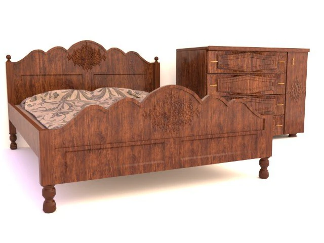 the bed the dresser 3D Model .c4d .max .obj .3ds .fbx .stl .blend 