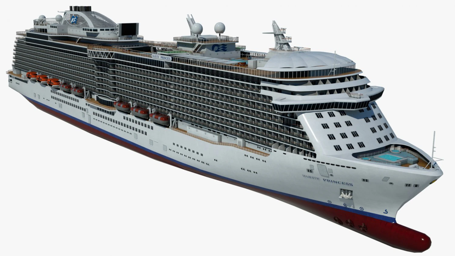cruise ship majestic princess 3D Model .c4d .max .obj .3ds .fbx .stl .blend