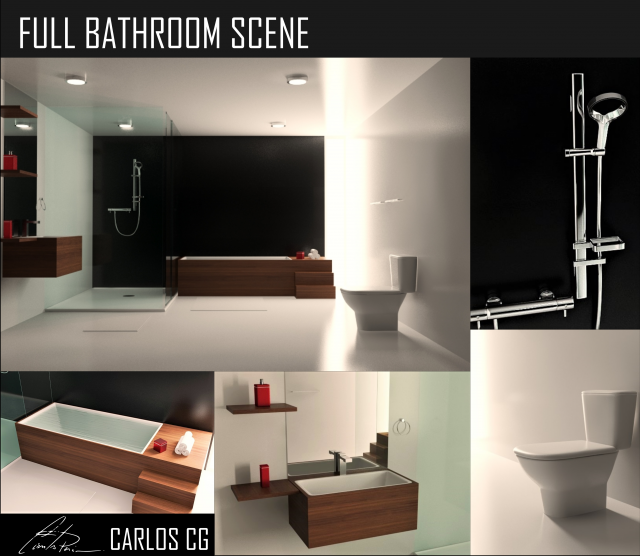 bathroom scene 3D Model .c4d .max .obj .3ds .fbx .stl .blend