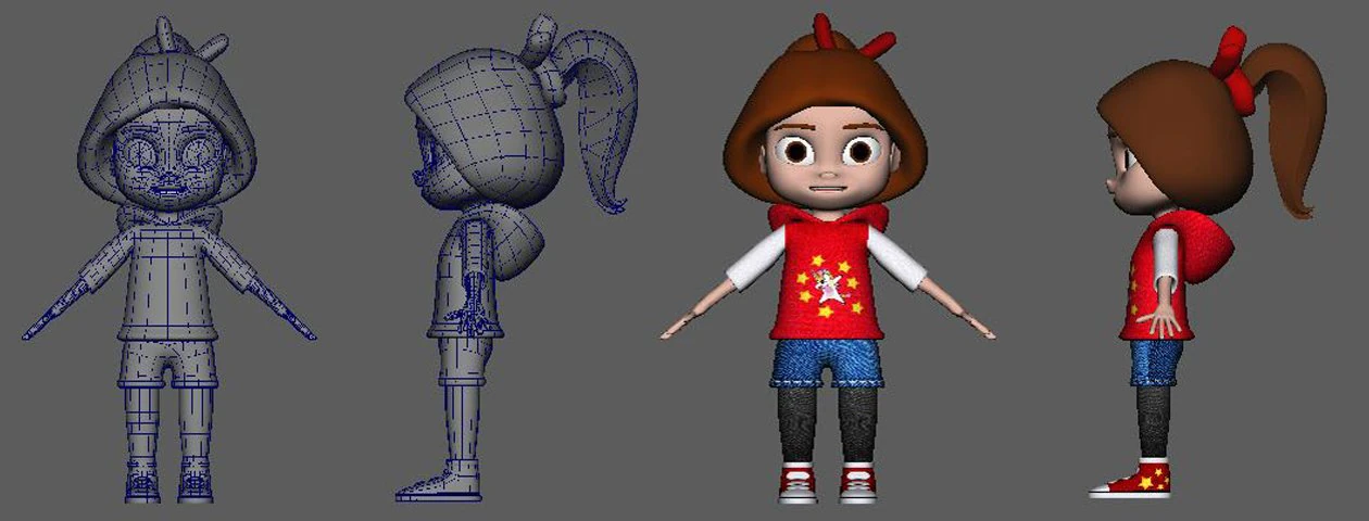 cartoon girl 3D Model .c4d .max .obj .3ds .fbx .stl .blend
