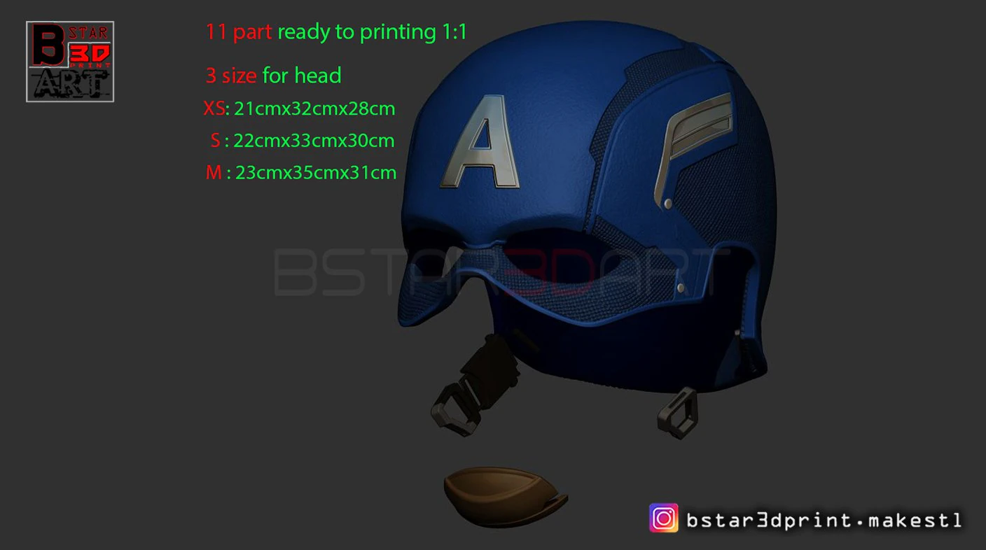 captain america helmet - infinity war - endgame - marvel 3d print model 3D Print Model .c4d .max .obj .3ds .fbx .stl .blend 