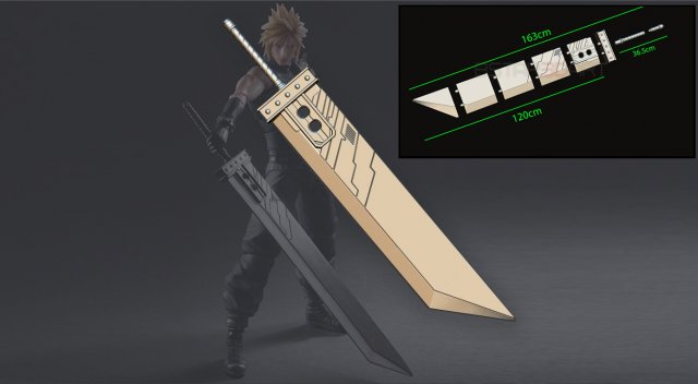 buster sword cloud - final fantasy vii 3D-printmodel .c4d .max .obj .3ds .fbx .stl .blend 