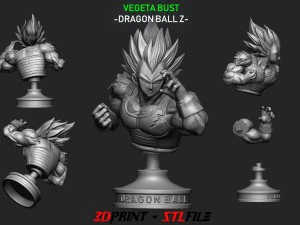 ベジータバスト - ドラゴンボール Z 3Dプリントモデル