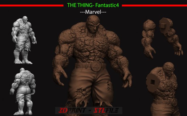 the thing - fantastic four - marvel Modèles 3D en vedette .c4d .max .obj .3ds .fbx .stl .blend 