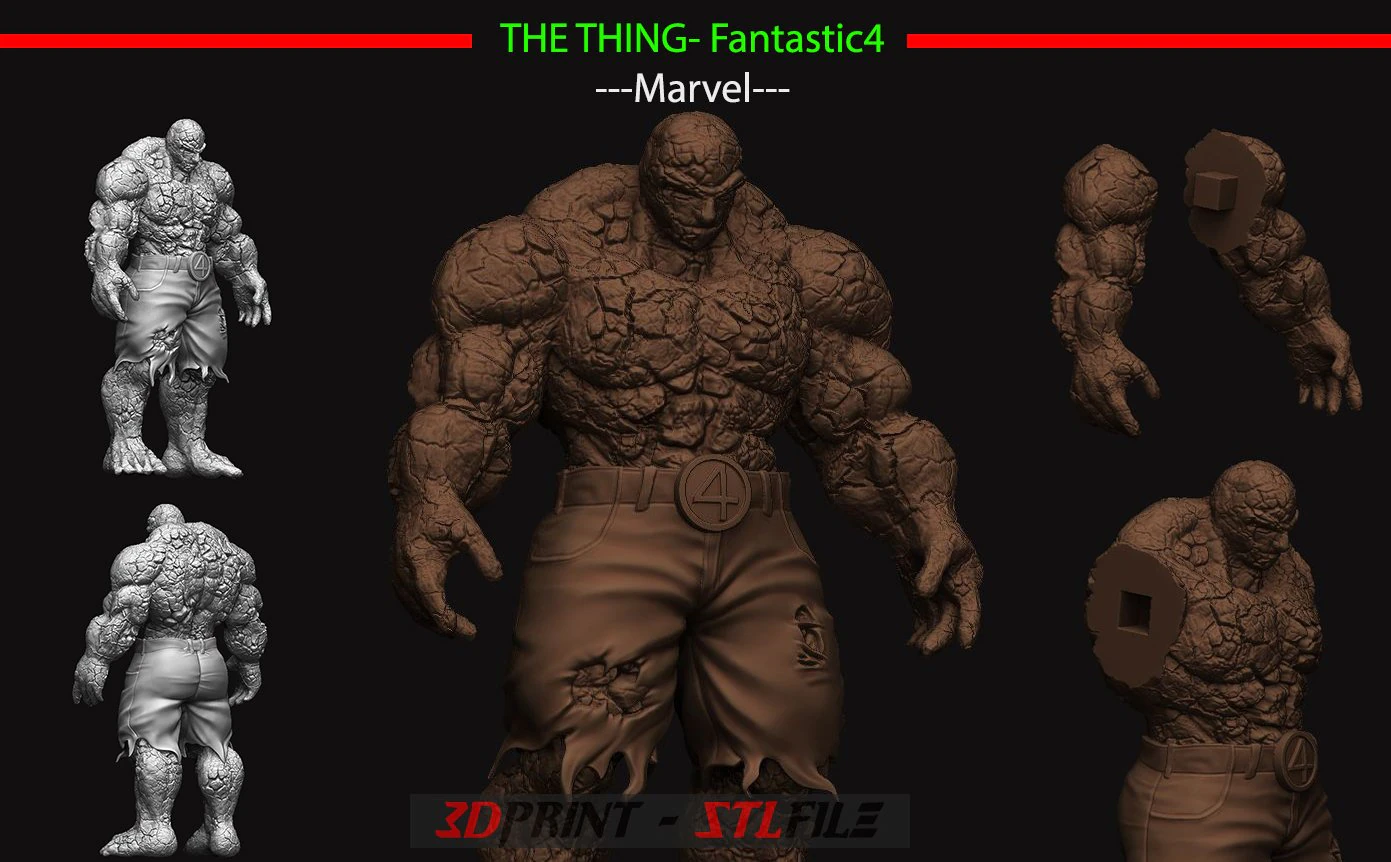 the thing - fantastic four - marvel 3D Print Model .c4d .max .obj .3ds .fbx .stl .blend