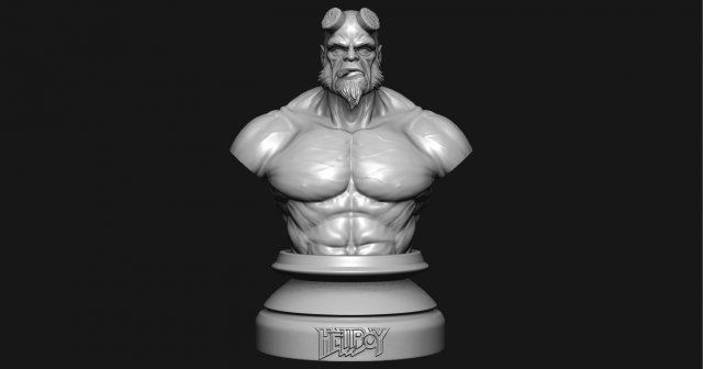 hell boy 20019 bust Model Cetak 3D .c4d .max .obj .3ds .fbx .stl .blend 