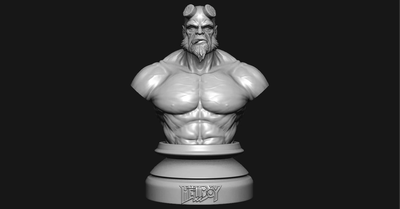 Hell Boy 20019 buste 3D printmodel .c4d .max .obj .3ds .fbx .stl .blend 