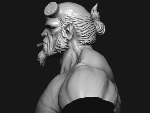 hell boy 20019 bust Model Cetak 3D