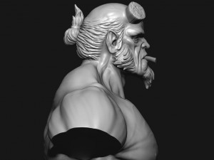 hell boy 20019 bust Model Cetak 3D