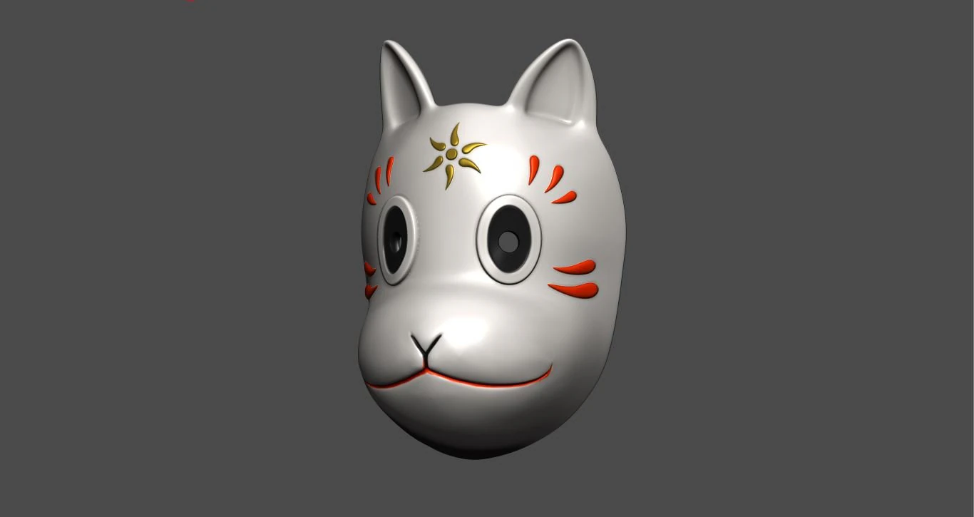 gins maskfox mask from hotarubi-no-mori 3D Print Model .c4d .max .obj .3ds .fbx .stl .blend 