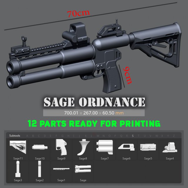 sage ordnance deuce 3D Print Model .c4d .max .obj .3ds .fbx .stl .blend 
