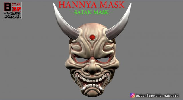 hannya mask -satan mask - demon mask for cosplay 3D Print Model .c4d .max .obj .3ds .fbx .stl .blend 