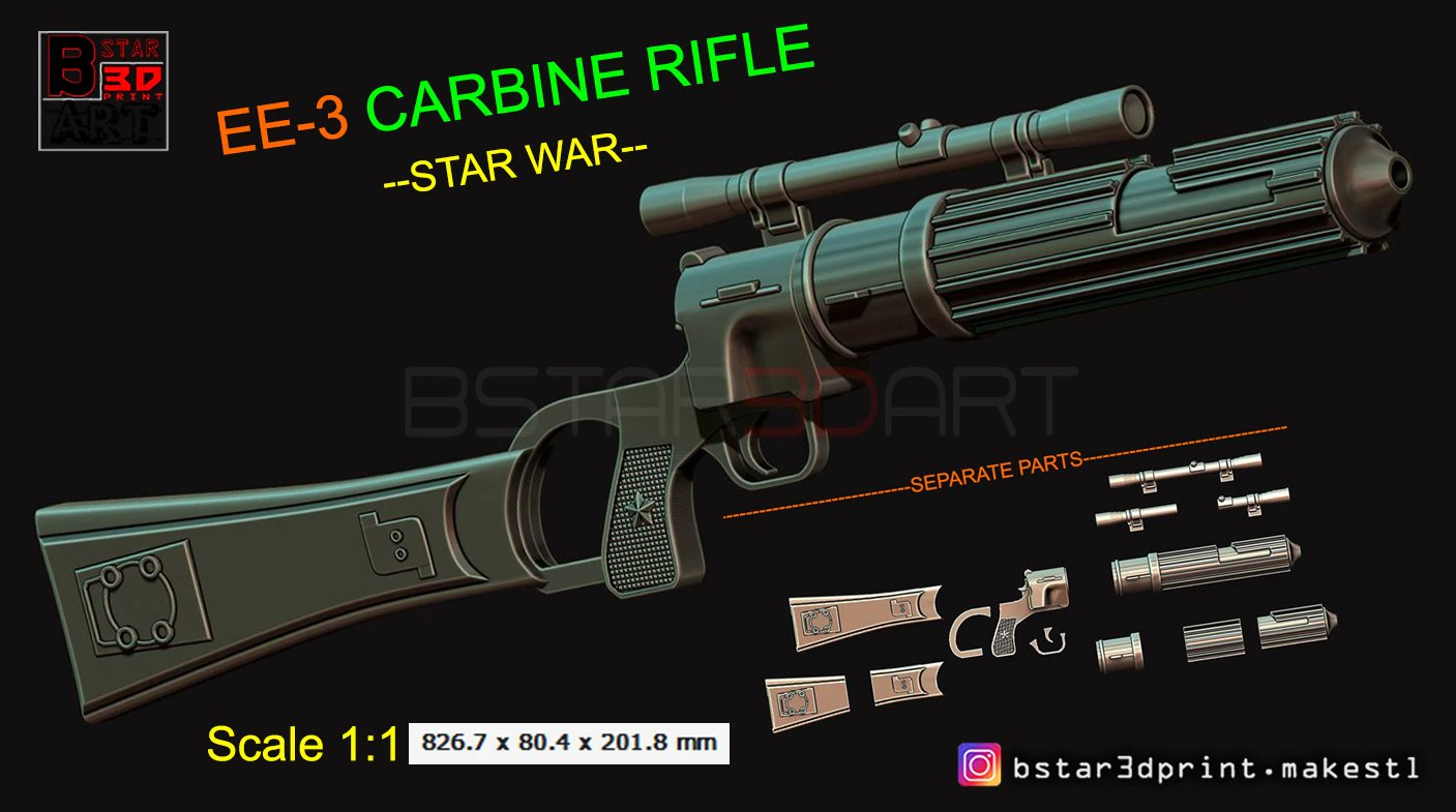 boba fett blaster ee 3 - carbine rifle - star wars for cosplay 3D Print Model .c4d .max .obj .3ds .fbx .stl .blend 