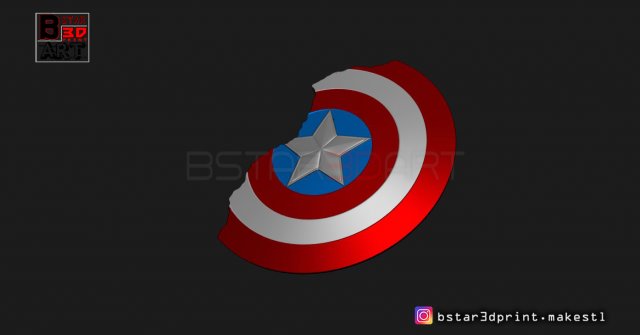 captain america shield damaged - infinity war - endgame-marvel 3d print 3D Принт Модель .c4d .max .obj .3ds .fbx .stl .blend 