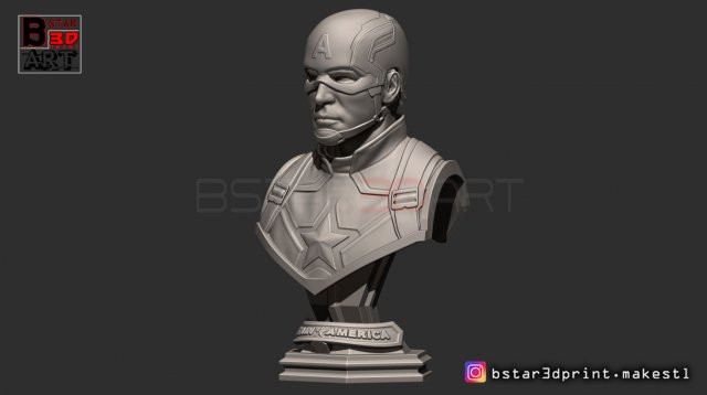 captain america bust - with helmet from marvel 3d print model Model do druku 3D .c4d .max .obj .3ds .fbx .stl .blend 