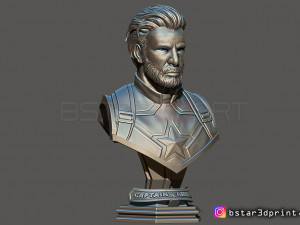 captain america bust - without helmet - from marvel 3d print model 3D Baskı Modeli