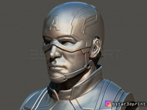 captain america bust - with 2 heads from marvel 3d print model 3D-Druckmodell