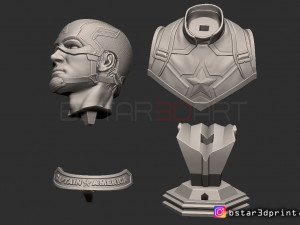 captain america bust - with 2 heads from marvel 3d print model 3D-Druckmodell