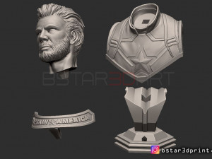 captain america bust - with 2 heads from marvel 3d print model 3D-Druckmodell