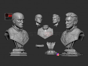 captain america bust - with 2 heads from marvel 3d print model 3D-Druckmodell