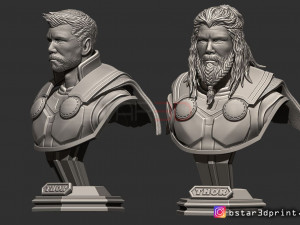 thor bust avenger 4 bust - 2 heads - infinity war - endgame 3d print model 3D Print Model