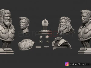 토르 흉상 어벤저 4 흉상 - 머리 2개 - 무한 전쟁 - 엔드게임 3D 프린트 모델 3D 프린트 모델