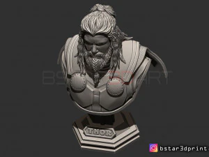 토르 흉상 어벤저 4 흉상 - 머리 2개 - 무한 전쟁 - 엔드게임 3D 프린트 모델 3D 프린트 모델